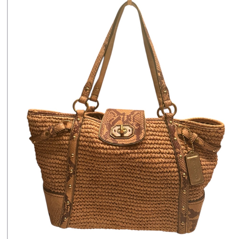 Coach Python Straw Natalie Tote 16839 - image 1